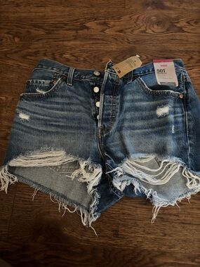 Levi's Distressed Cutoff Denim Shorts in Blue
